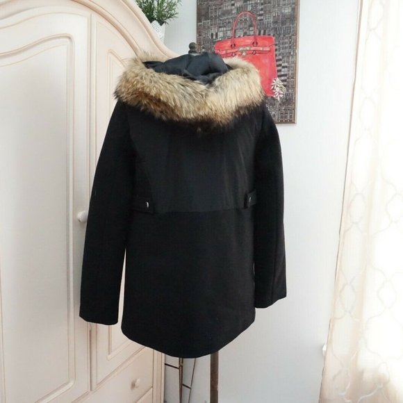 🆕Maje Globe Genuine Raccoon Fur Wool Blend Parka - Picture 6 of 8